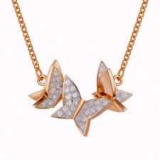 Image of Swarovski Idyllia Lilia Butterfly Necklace Rose Gold-Tone Crystal Pavé 5636422