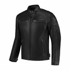 Image of Rusty Stitches Jari V2 Motorbike Motorcycle Leather Jacket Black
