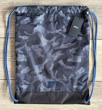 Image of ARMANI JEANS BLUE CAMOUFLAGE SACK BACKPACK DRAWSTRING GYM BAG - NEW & TAGS