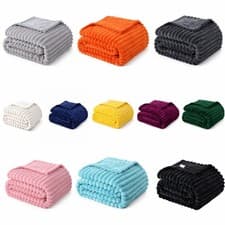 Image of Chunky Throw Cozy Plush Blanket Soft Ribbed Fleece Throw for Sofa Bed Home UK