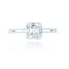 Image of 18ct White Gold Baguette Cut Diamond Cluster Ring