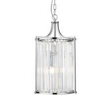 Image of 2 Lights Chrome Finish Ceiling Fitting Pendant Light With Clear Crystal Glass