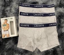 Image of Lacoste 3 Pack Trunks In Grey - Size L