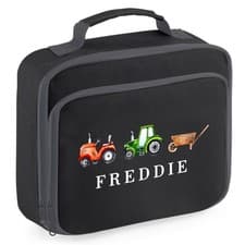Image of Personalised Boys Tractor Lunch Box Nursery School Toddler Custom Gift Bag