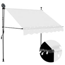 Image of Manual Retractable Awning with LED White and Orange Outdoor Canopy vidaXL