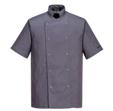 Image of Portwest Chefs Cumbria Jacket Coat Food Catering Chef Grey C733 Extra Small (XS)