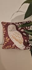 Image of BNWOT Luxury Velvet Barn Owl Cushion Cover – Rich Red & Gold Woodland Decor