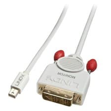 Image of Lindy 3m Mini DisplayPort to DVI-D Adapter Cable mDP Male - DVI Male White 41958