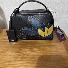 Image of RADLEY NATURE BLOOMS BLACK LEATHER CROSSBODY BAG BNWT RRP £219