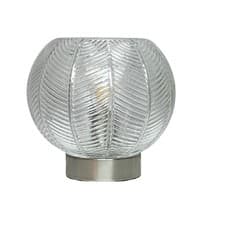 Image of Brushed Chrome & Clear Ribbed Glass Vintage Globe Table Lamp 20cm