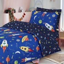 Image of Kids Complete Bed Set Duvet Cover Pillowcases Fitted Sheet Soft Cozy 100% Cotton