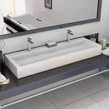 Image of Wash Basin 120x46x11 cm Mineral Cast/Marble Cast White vidaXL