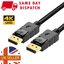 Image of DisplayPort 1.2 60Hz 4K UHD HDR Cable Lead Plug Gold Plated Locking 1.8/3m/5m UK
