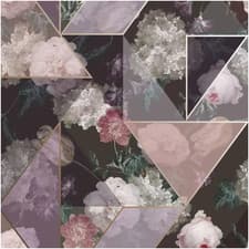 Image of Floral Geometric Purple Pink Blush Wallpaper Dark Background Smooth Wallpaper