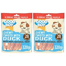 Image of GOOD BOY Pawsley & Co Dog Chewy Twists with Duck 100% Natural Meat, 2x 320g Bags