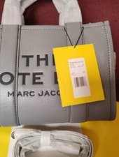 Image of New Marc Jacobs Tote Leather Small The Colour block  Wolf Grey Crossbody Bag