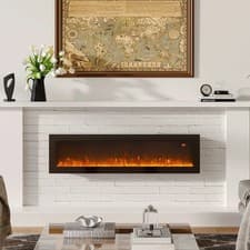 Image of 50 Inch LED Flame Electric Fireplace, Wall Mounted, Freestanding, Remote Control