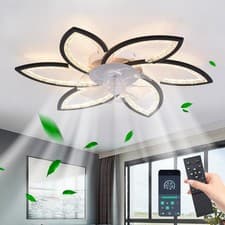 Image of LED Ceiling Fan Light Modern Flower Remote Dimmable 6 Speed 66W for Dining Room