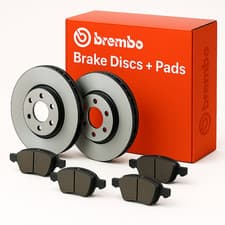Image of BREMBO Front 2x Brake Discs + Pad Set For Disc Brake Fits Mercedes-Benz C-Class
