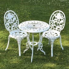 Image of Deluxe Cast Aluminium "Bouquet" White Two Seater Bistro Set