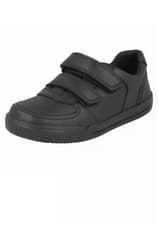 Image of Clarks Infant Mini Racer Boys Rip Tape Black Leather Shoes 8 H / Eu 25.5