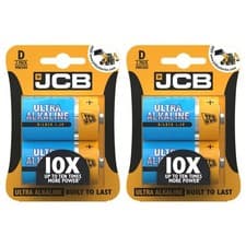 Image of Pack of 4 JCB Ultra Alkaline D Batteries – Reliable for Remote Controls