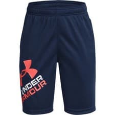 Image of Under Armour Prototype 2.0 Logo Boys Shorts Dark Blue Red Size Age 7-8 Years