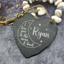Image of I Love You to The Moon and Back Personalised Engraved Slate Plaque Gift for Her