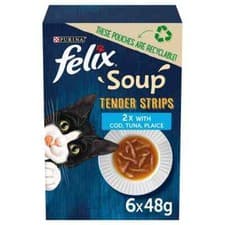 Image of Felix Soup Tender Strips Wet Cat Food (Fish Selection) 6x48g, 12x48g, 48x48g