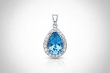 Image of 9ct White Gold 0.20ct Diamond 2.50ct Blue Topaz Pear Shape Pendant