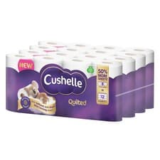 Image of Cushelle Quilted 3-Ply Toilet Tissue 50% Longer Rolls, 4 x 8 Pack (236 Sheets)