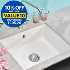 Image of Reginox Mataro II Kitchen Sink Large Single 1.0 Bowl Undermount White Ceramic