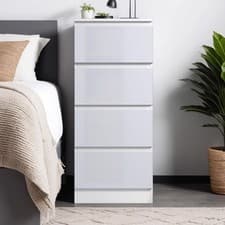 Image of 4 Drawer Chest of Drawers Scandinavian Handleless Bedroom Furniture White Gloss