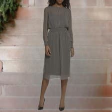 Image of Tommy Hilfiger Women's Long Sleeve Tie Neck Midi Dress Size Medium 10 RRP £139