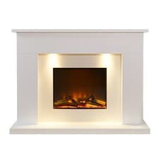 Image of Acantha Minnesota White Marble Electric Fireplace Suite, 50 Inch