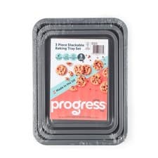 Image of Progress 3-Piece Non-Stick Baking Tray Set, Stackable, Dishwasher Safe, UK Made