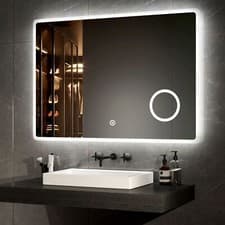 Image of EMKE LED Bathroom Mirror With Shaver Socket Demister 3x Magnifying Glass Lights