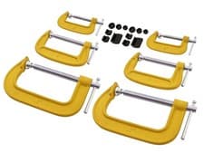 Image of 6pc G-Clamp Set 2" 3" 4" c/w Soft Jaw Pads 50mm 75mm 100mm G Clamps 5yr Warranty