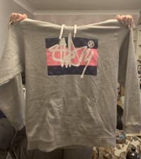 Image of Superdry Hoodie Women’s (Grey With Pink Graphics) Size Medium
