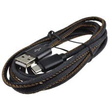 Image of Denim/Leather 22AWG USB To MICRO B Mobile Phone FAST CHARGE Charging Cable 1m/2m