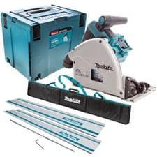 Image of Makita DSP600ZJ 36V Brushless Plunge Saw 2 x 1.5M Guide Rail & Case + Rail Bag
