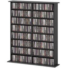 Image of HOMCOM CD Storage Unit DVD Tower Blu-ray Storage Shelf for Office, Black