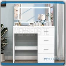 Image of NEW Dressing Table With Large Mirror & LED Lights 5 Drawers Vanity Makeup Desk