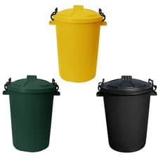 Image of (Set of 3) 50L Dustbin with Clip Lock Lid Heavy Duty Plastic Garden Feed Storage