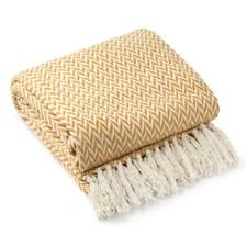 Image of Throw Blanket for Sofas Couch Bed Runner Scandi Woven Soft Cotton Cherokee