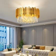 Image of K9 Crystal Ceiling Light,9 X E14 Lights,Modern Chandelier Crystal Light (Gold)