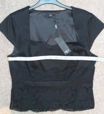 Image of M&CO BLACK BAROQUE LACE BLOUSE TOP SIZE 14 PETITE