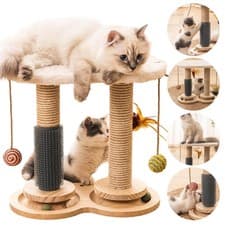 Image of Cat Climbing Tower Activity Center with Scratching Post, Sisal Bed, and Toys UK