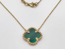 Image of 9ct Gold Hallmarked 18" Malachite Necklace. Goldmine Jewellers.