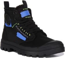 Image of Palladium Pampa Hi Re-Craft Recycled Vegan Ankle Mens Boot Blue Black UK 4 - 12